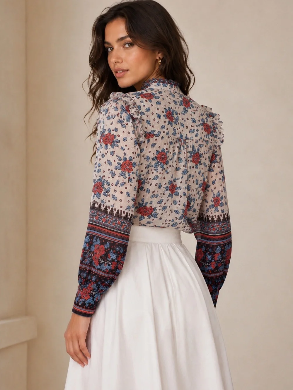 Ulla Johnson Floral Ruffle Blouse Size 2 Boho Romantic Top - Picture 2 of 9